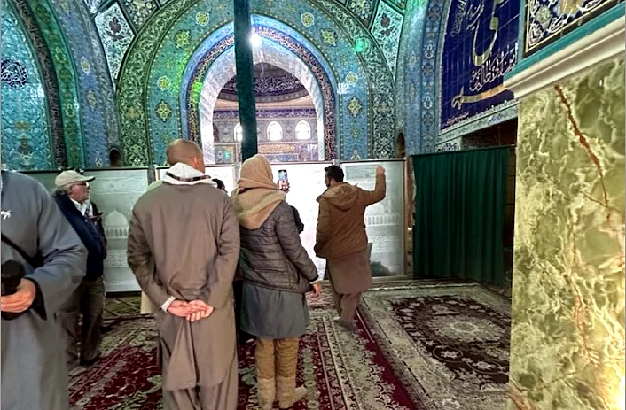 Visitors inside Sakhi Shrine in Kabul